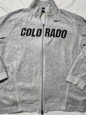 Vintage Nike Colorado Buffaloes Velour Full Zip Jacket Gray Size Medium
